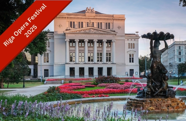 Riga Latvian National Opera House in the evening